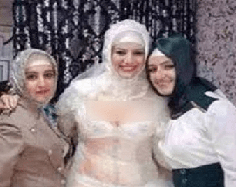 «محجبة والفستان مكشوف».. جلسة تصوير صادمة لعروس
