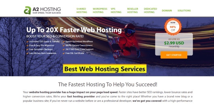 A2Hosting Landing Page