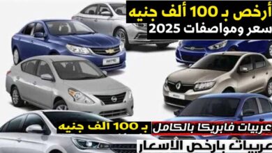 ارخص عربية في 2025 بميزانية 100 ألف جنيه